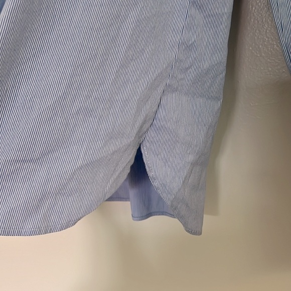 Halogen Lace Yoke Poplin Pinstripe LS Blouse - Picture 7 of 10